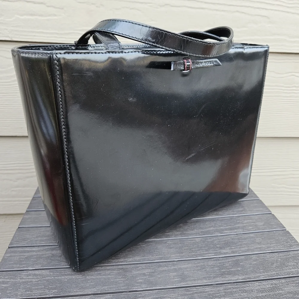 Kate Spade New York Patent Leather Hand Bag Women's Black Formal Classic Tote